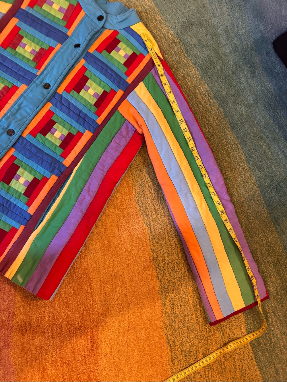 Amazing rainbow quilted jacket handmade vintage 🌈 🌈 ✨ - Picture 10 of 16